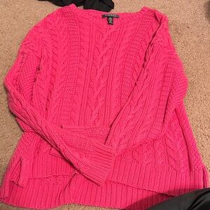 Lauren Ralph Lauren Bright Pink Cable Knit Sweater